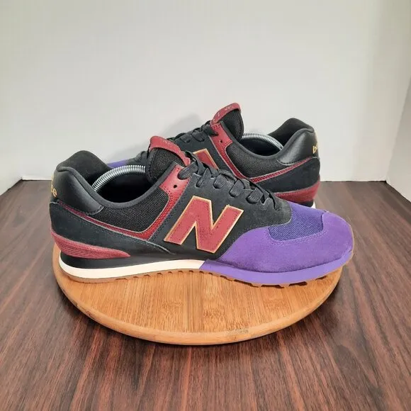 New Balance 574 Black History Month Mens 13 Shoes Purple Black Suede Sneakers