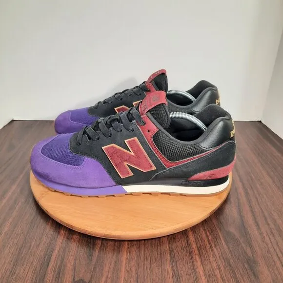New Balance 574 Black History Month Mens 13 Shoes Purple Black Suede Sneakers