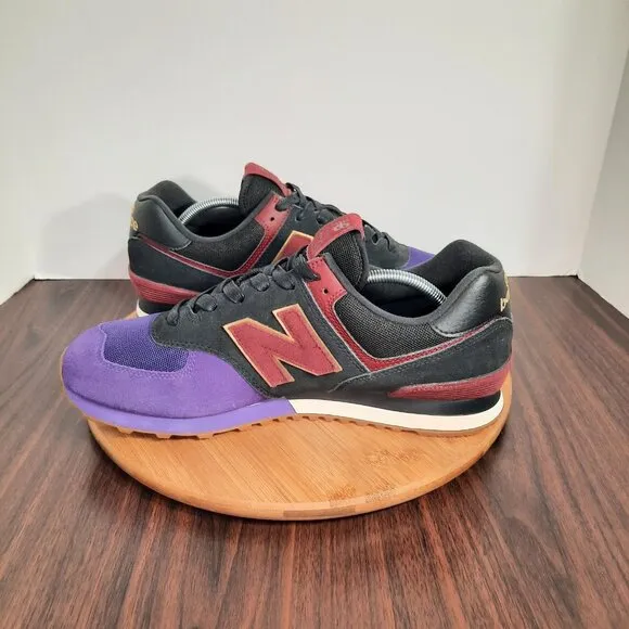 New Balance 574 Black History Month Mens 13 Shoes Purple Black Suede Sneakers