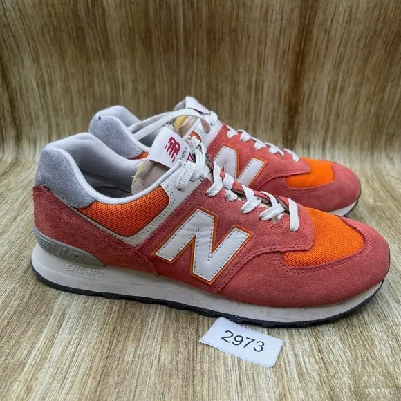 New Balance 574 Classics Men's Size‎ 9.5 D Orange Suede Sneakers Shoes U574RCB