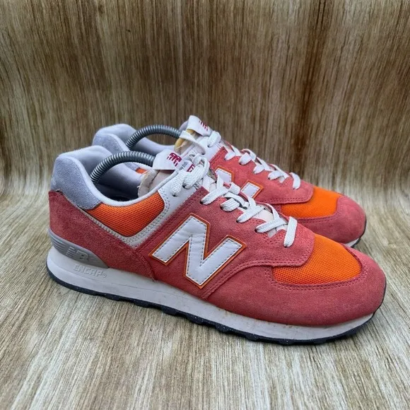 New Balance 574 Classics Men's Size‎ 9.5 D Orange Suede Sneakers Shoes U574RCB