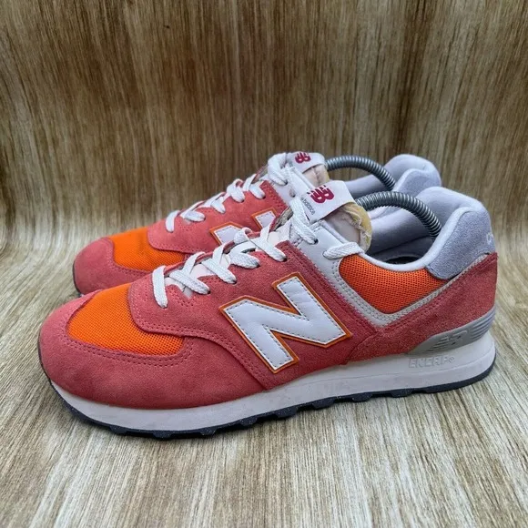 New Balance 574 Classics Men's Size‎ 9.5 D Orange Suede Sneakers Shoes U574RCB