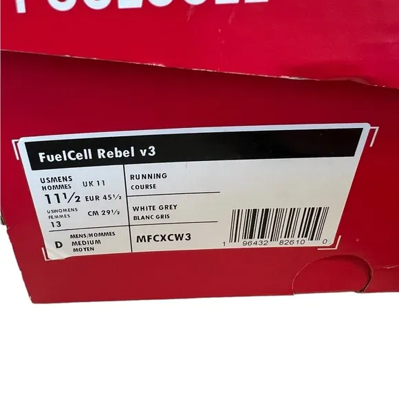 New Balance FuelCell Rebel v3 Running White &amp;Gray Shoes Mens Size 11.5
