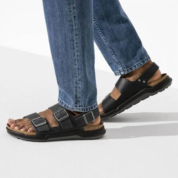 NEW BIRKENSTOCK men's milano rugged sandals in black