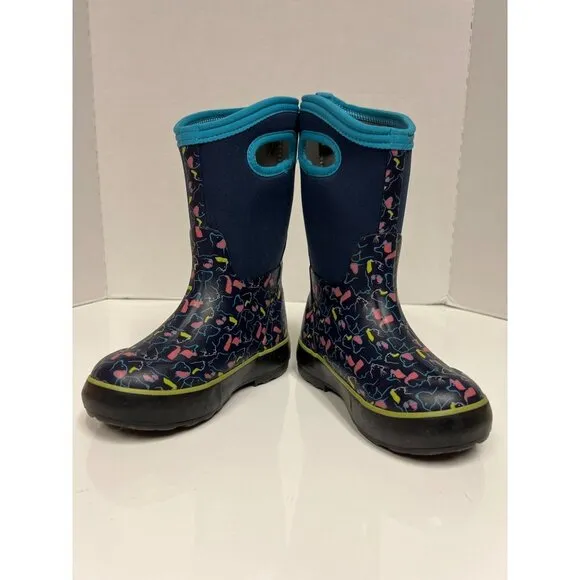 NEW! BOGS Classic II Pets Dog Blue Waterproof Pull On Rain Boots Kids Size 12