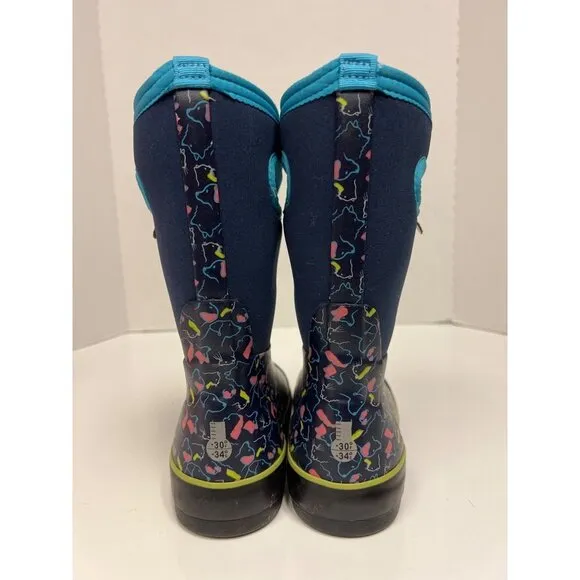 NEW! BOGS Classic II Pets Dog Blue Waterproof Pull On Rain Boots Kids Size 12