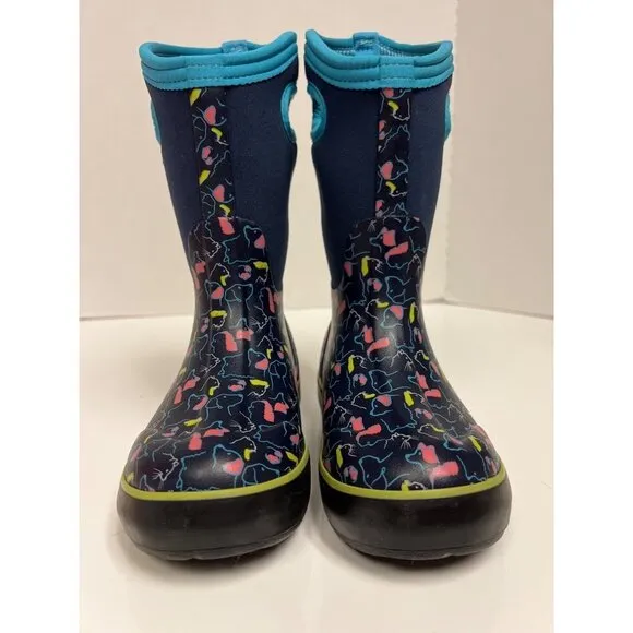 NEW! BOGS Classic II Pets Dog Blue Waterproof Pull On Rain Boots Kids Size 12