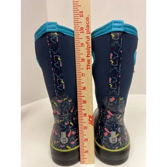 NEW! BOGS Classic II Pets Dog Blue Waterproof Pull On Rain Boots Kids Size 12