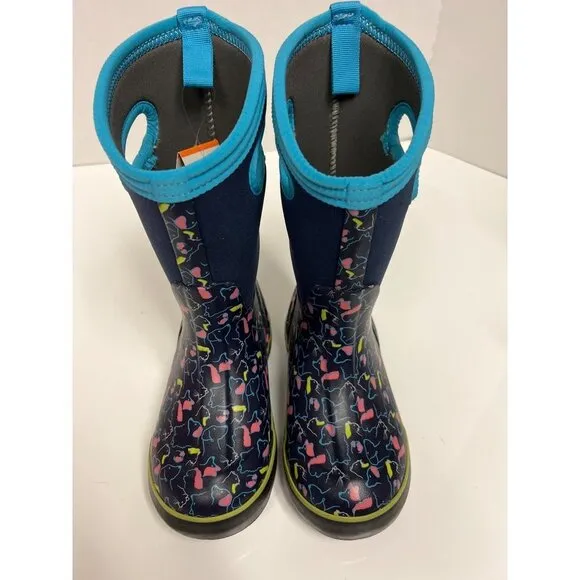 NEW! BOGS Classic II Pets Dog Blue Waterproof Pull On Rain Boots Kids Size 12