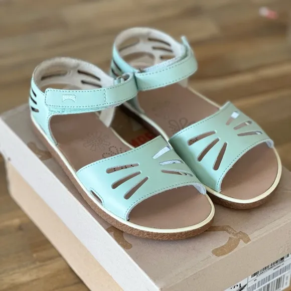 NEW CAMPER MIKO KIDS  green satin SANDALS