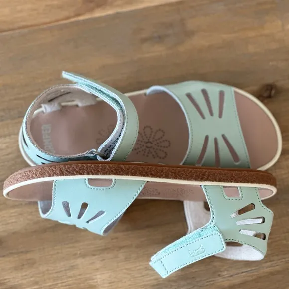 NEW CAMPER MIKO KIDS  green satin SANDALS