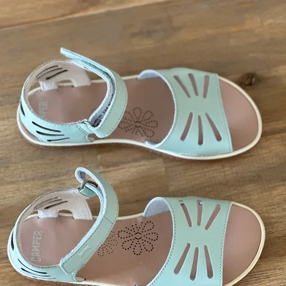 NEW CAMPER MIKO KIDS  green satin SANDALS