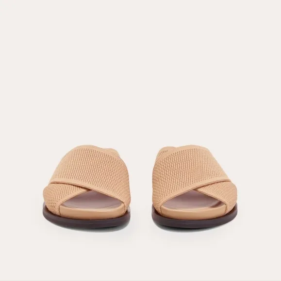 NEW Everlane ReKnit Form Crossover Knot Slide Sandals Caramel Tan