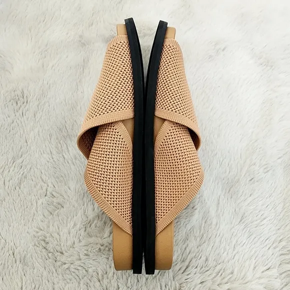 NEW Everlane ReKnit Form Crossover Knot Slide Sandals Caramel Tan
