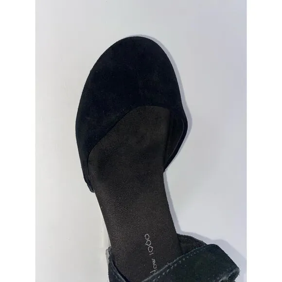 NEW House of Harlow Black Suede Leather Clog Chunky‎ Heel Cherub Shoes 9 Women