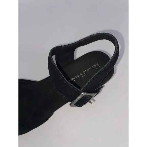 NEW House of Harlow Black Suede Leather Clog Chunky‎ Heel Cherub Shoes 9 Women