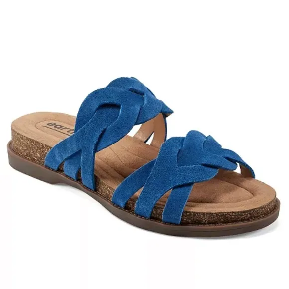 NEW IN BOX! Earth Woman's Desty Round Toe Woven Casual Slip-on Blue Sandals Sz 7