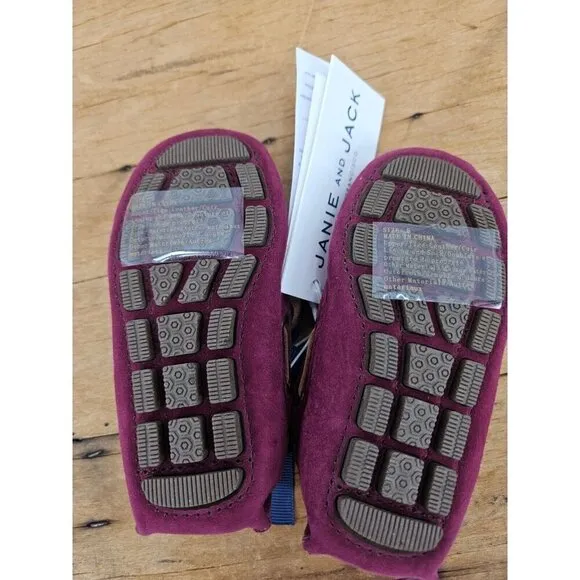 New Janie and Jack Suede Driving Shoes Boys 5 Burgundy Leather