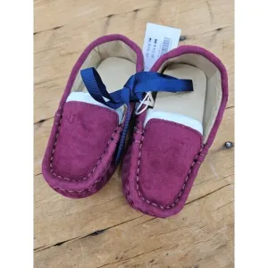 New Janie and Jack Suede Driving Shoes Boys 5 Burgundy Leather