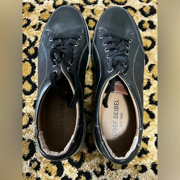 New Josef Seibel David 03 black leather‎ lace up sneaker. size 46 US 12.  NWOB
