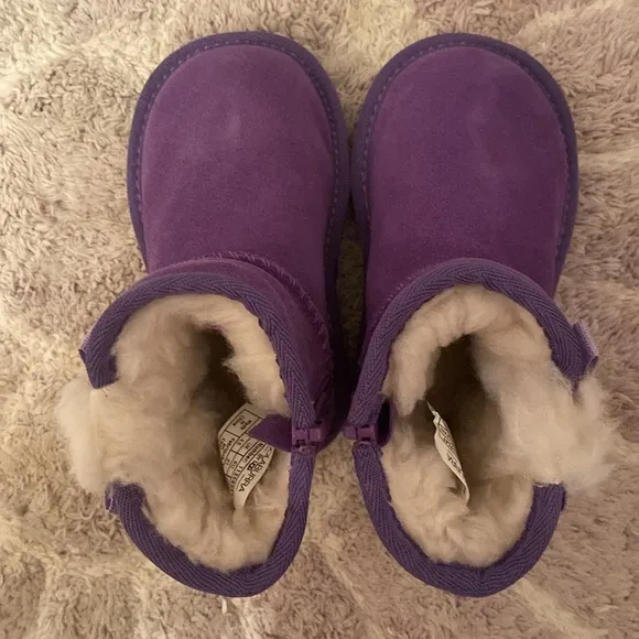 New Kookaburra UGG Purple Bow Victoria Mini Baby Toddler Winter Boots NWOT 5