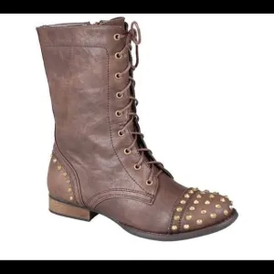 New lace up Moto style combat Studded‎ Boots
