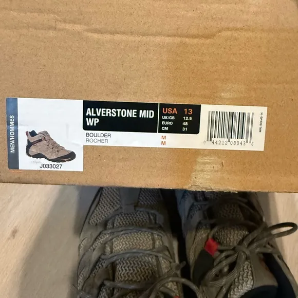 NEW Merrell Alverstone Mid Waterproof Hiking Boots Lace Up Size 13