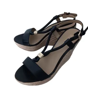 NEW Michael Kors Annie Wedge Sandal Black Vacation Resortwear Women's Size 9.5M