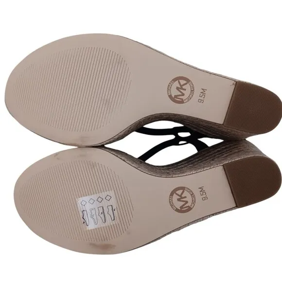 NEW Michael Kors Annie Wedge Sandal Black Vacation Resortwear Women's Size 9.5M