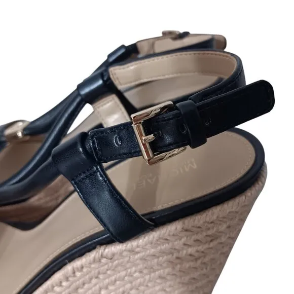 NEW Michael Kors Annie Wedge Sandal Black Vacation Resortwear Women's Size 9.5M