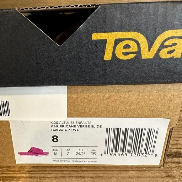 New NIB Little Kids Teva Hurricane Verge Purple Outdoor Slides Sandals Size 8‎ C