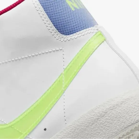 NEW Nike Blazer Mid ‘77 Leather Shoes GS White Volt Hyper Royal Magenta