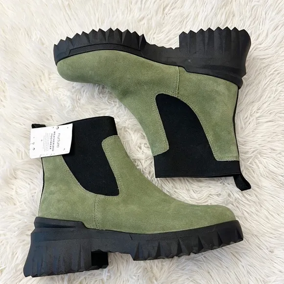 NEW Nurture Denali Green Black suede water resistant winter boot women size 8