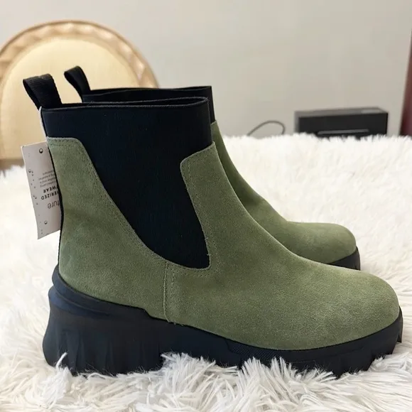 NEW Nurture Denali Green Black suede water resistant winter boot women size 8