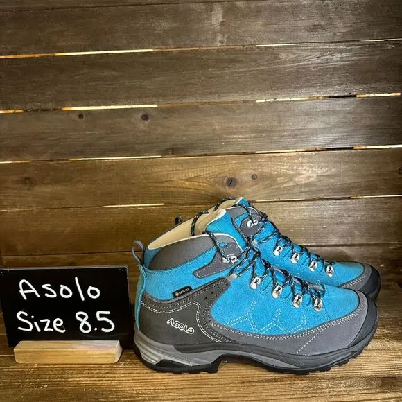 New NWOB Womens Asolo Falcon GV GTX Blue Outdoor Hiking Ankle Boots Size 8.5‎ M