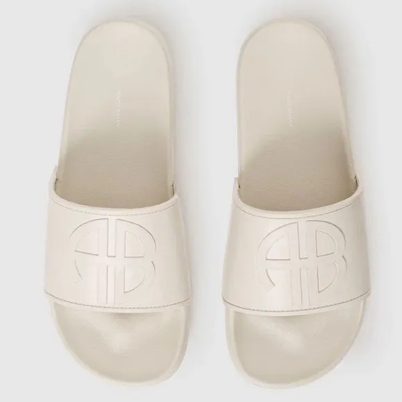 NEW NWT Anine Bing Isla Slide Sandals 39 or 8.5 sand color