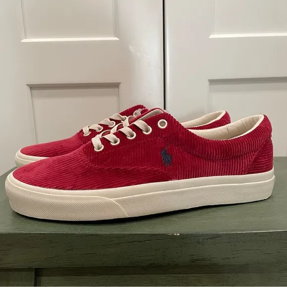 NEW POLO RALPH LAUREN KEATON PONY CORDUROY LACE UP SNEAKERS SZ 8.5 MENS - 9079