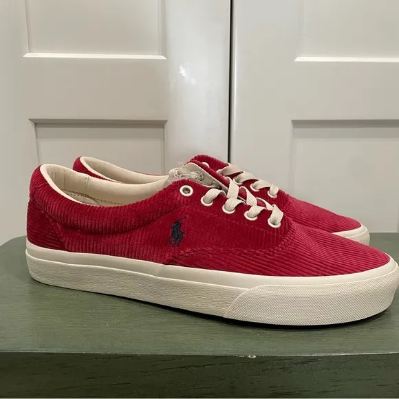 NEW POLO RALPH LAUREN KEATON PONY CORDUROY LACE UP SNEAKERS SZ 8.5 MENS - 9079