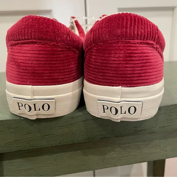 NEW POLO RALPH LAUREN KEATON PONY CORDUROY LACE UP SNEAKERS SZ 8.5 MENS - 9079