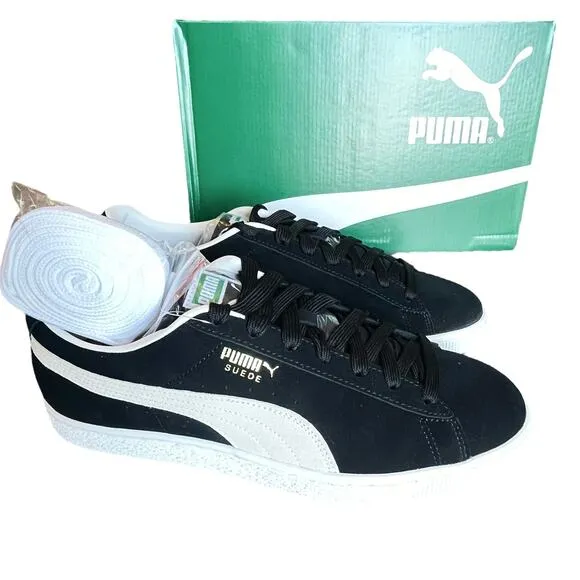NEW PUMA Suede Classic XXI SNEAKERS Men's US 14 Black &amp; White Shoes In BOX