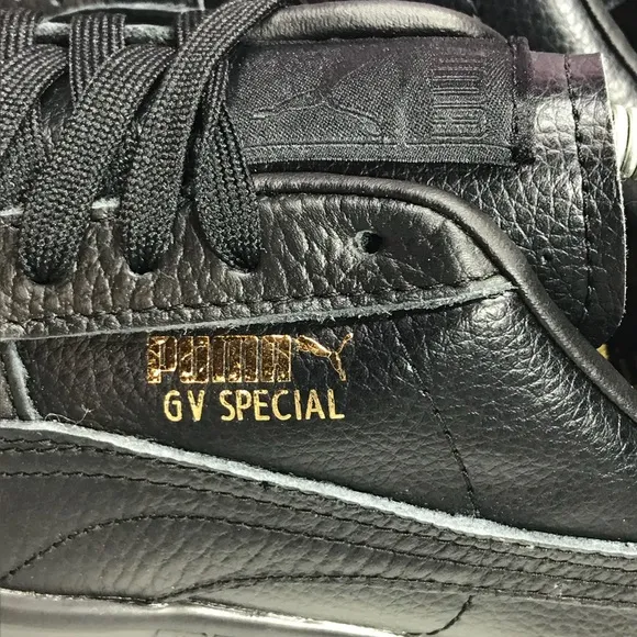 New Puma Womens 8 GV Special Black Leather Gold