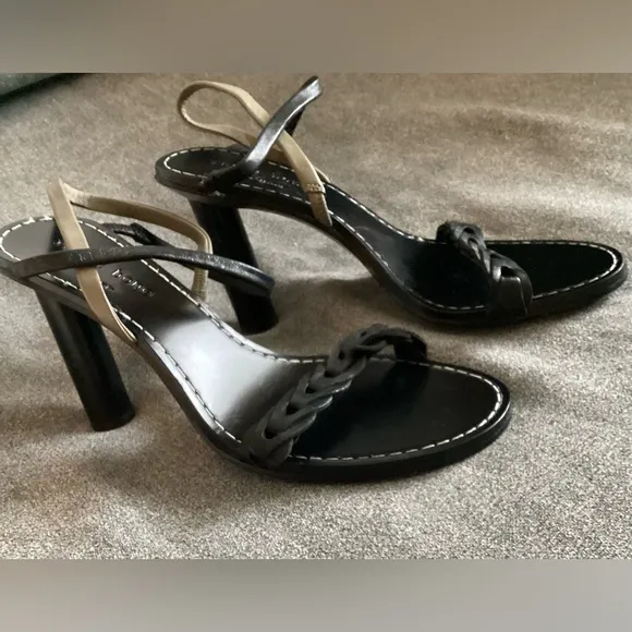 New Rag &amp; Bone Black/Olive Infinity 3 Inch Heel Leather Sandals Size 6/EU 36