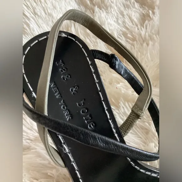New Rag &amp; Bone Black/Olive Infinity 3 Inch Heel Leather Sandals Size 6/EU 36