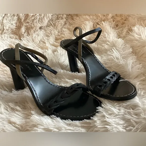 New Rag &amp; Bone Black/Olive Infinity 3 Inch Heel Leather Sandals Size 6/EU 36