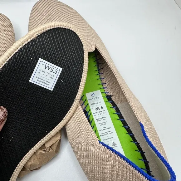 NEW Rothy’s The Loafer Round Toe Knit Shoes in Ecru Women’s Sz 5.5