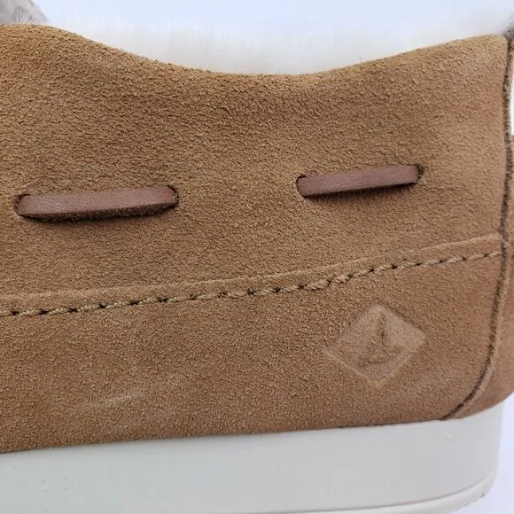 NEW Sperry Moc Sider WR Mens Size 10.5 Tan Suede Comfort Lined Shoes STS23726