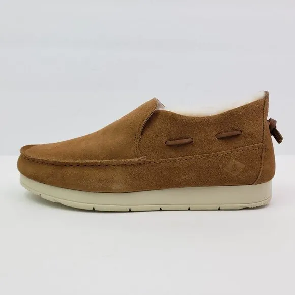 NEW Sperry Moc Sider WR Mens Size 10.5 Tan Suede Comfort Lined Shoes STS23726