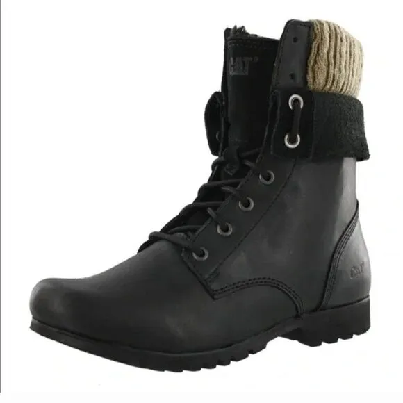New Women Caterpillar CAT Winter Alexi Combat Black Ankle Boots US 7.5 /EU 38.5