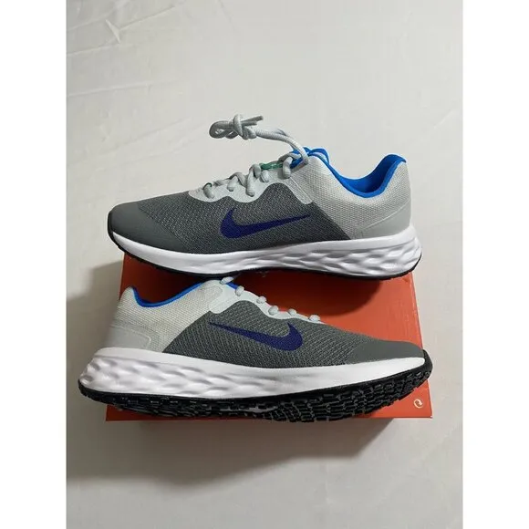 New Youth Size 7Y Grey Blue Nike Revolution 6 NN (GS) Running Shoes DD1096 008
