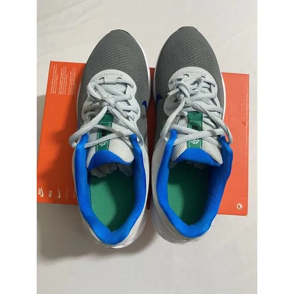 New Youth Size 7Y Grey Blue Nike Revolution 6 NN (GS) Running Shoes DD1096 008